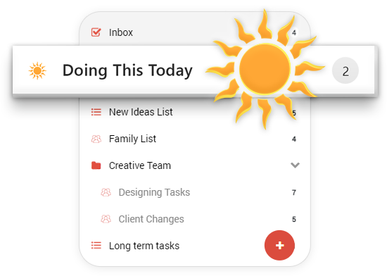Screenshot showing how you can get things done even when the list is long using the Doing This Today feature